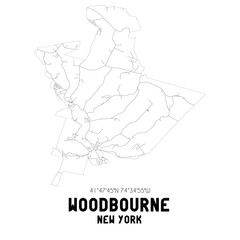 Woodbourne New York. US street map with black and white lines.