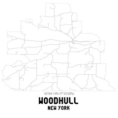 Woodhull New York. US street map with black and white lines.