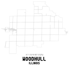 Woodhull Illinois. US street map with black and white lines.