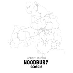Woodbury Georgia. US street map with black and white lines.