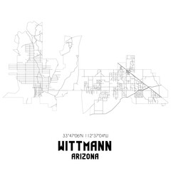 Wittmann Arizona. US street map with black and white lines.