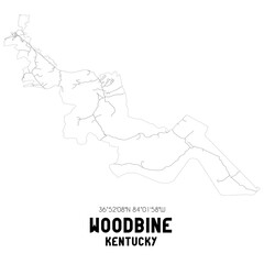 Woodbine Kentucky. US street map with black and white lines.