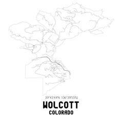 Wolcott Colorado. US street map with black and white lines.