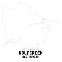 Wolfcreek West Virginia. US street map with black and white lines.