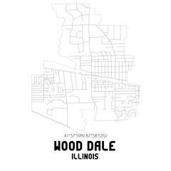 Wood Dale Illinois. US street map with black and white lines.