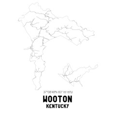 Wooton Kentucky. US street map with black and white lines.