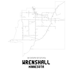 Wrenshall Minnesota. US street map with black and white lines.