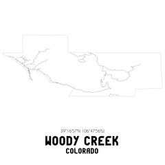 Woody Creek Colorado. US street map with black and white lines.
