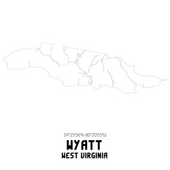 Wyatt West Virginia. US street map with black and white lines.