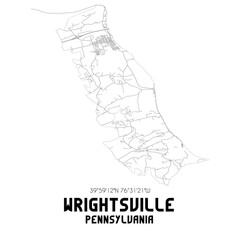 Wrightsville Pennsylvania. US street map with black and white lines.