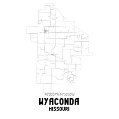 Wyaconda Missouri. US street map with black and white lines.