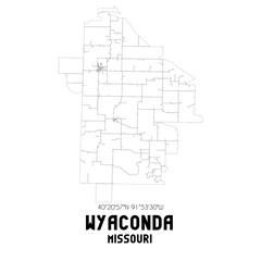 Wyaconda Missouri. US street map with black and white lines.