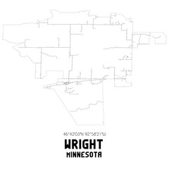 Wright Minnesota. US street map with black and white lines.