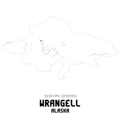 Wrangell Alaska. US street map with black and white lines.