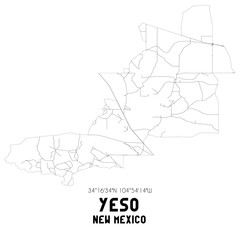 Yeso New Mexico. US street map with black and white lines.
