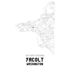 Yacolt Washington. US street map with black and white lines.