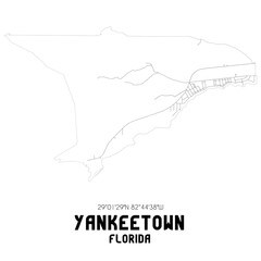 Yankeetown Florida. US street map with black and white lines.
