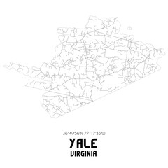 Yale Virginia. US street map with black and white lines.