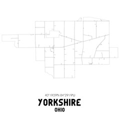 Yorkshire Ohio. US street map with black and white lines.