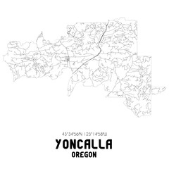 Fototapeta na wymiar Yoncalla Oregon. US street map with black and white lines.
