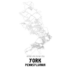 Fototapeta premium York Pennsylvania. US street map with black and white lines.