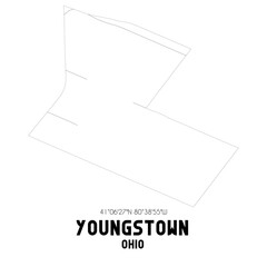 Youngstown Ohio. US street map with black and white lines.