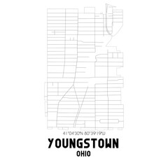 Youngstown Ohio. US street map with black and white lines.
