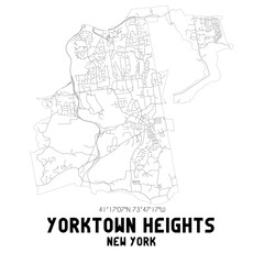 Fototapeta na wymiar Yorktown Heights New York. US street map with black and white lines.