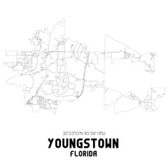 Youngstown Florida. US street map with black and white lines.