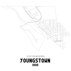 Fototapeta na wymiar Youngstown Ohio. US street map with black and white lines.