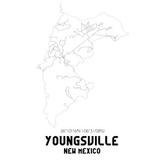 Youngsville New Mexico. US street map with black and white lines.