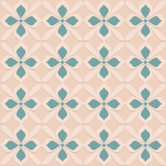Fototapeta premium Ornate arabic seamless pattern, beige green mint color, decorative east vector illustration for design