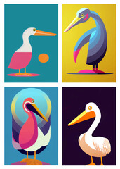 Obraz premium Pelikan Illustrationen