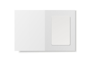 Vector 3d Realistic White Guest Room, Plastic Hotel Apartment Keycard, ID Card, Sale, Credit Card Design Template with Paper Cover Case, Envelope, Wallet Close-up for Mockup, Branding. Top View