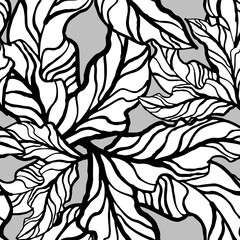 Nature seamless vector pattern with hand drawn twig, tree branch with leaves, tropical summer time. Ecological rural theme for poster print, wrapping paper, wallpaper, clothes textile, fabric design. © Berolina