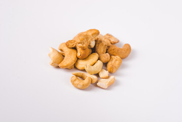 Tasty cashew nuts as background, top view