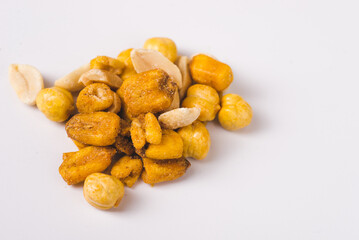 Nuts mix in a wooden plate