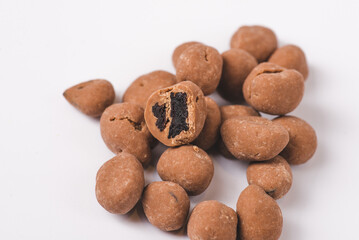 Maraschino cherries covered in dark chocolate, Cherry and dark chocolate