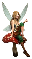 Fairy on a mushroom 3D illustration 