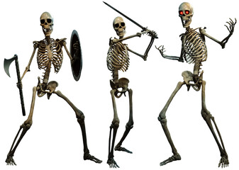 Fantasy horror skeletons 3D illustration	