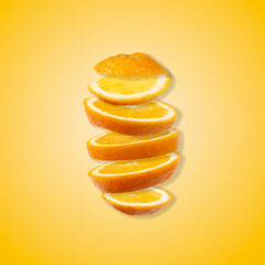 Naklejka na ściany i meble Sliced orange on an orange background