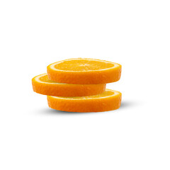 Fototapeta na wymiar Three slices of oranges isolated on white background