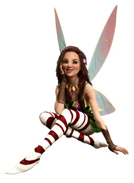 Fairy sitting down 3D illustration	