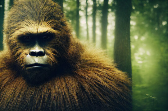 Bigfoot Sasquatch in the forest. Generative AI