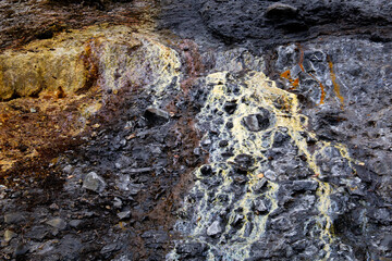 Rocks full of colored sediments