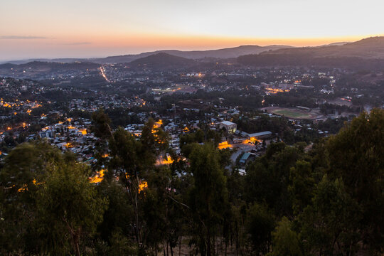 Sunset aerial view of Gondar, Ethiopia