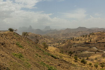 Fototapeta na wymiar Hairpins on road B30 in Tigray region, Ethiopia