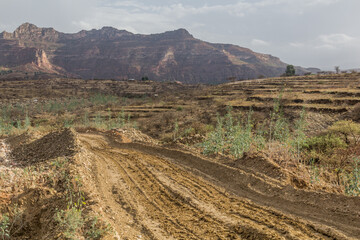 Muddy road near Megab village, Tigray region, Ethiopia