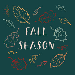 Autumn background with lettering hand draw on a dark background.