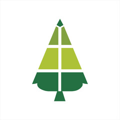 Fototapeta premium Abstract fir tree illustration with diamond symbol on the top of the tree.